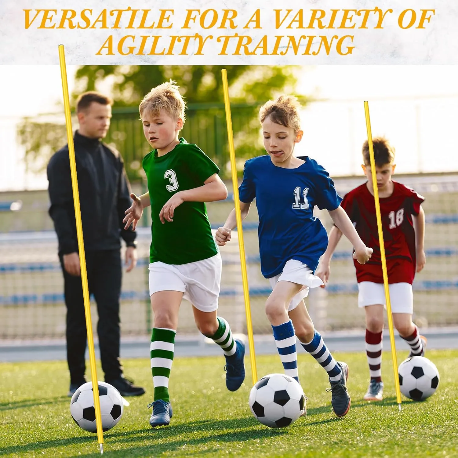 Blulu Training Agility Poles 5ft Forza Slalom Adjustable Soccer Training Poles Soccer Sticks Agility Equipment for Football Sport Football Soccer Speed