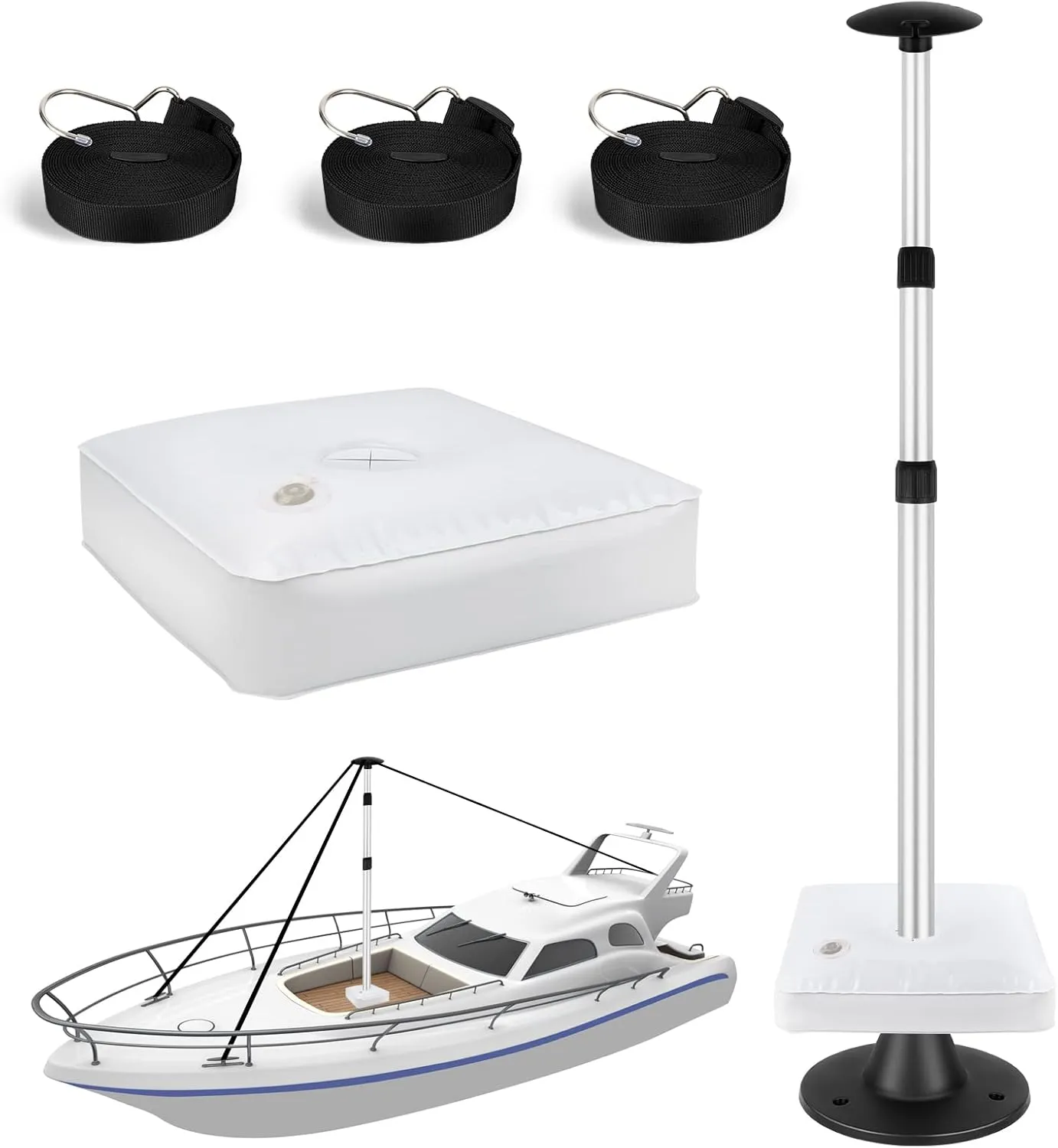 Boat Cover Poles Adjustable Boat Cover Support Poles Pontoon Boat Cover Support System Pontoon Support Poles for Boat Cover Support with Straps and Weight Bag for Pontoon,Jon Boat,V Hull Boat, 1 Pack