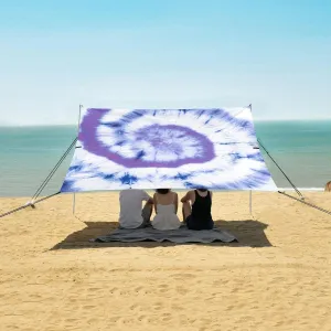 Boho Peace Spiral Tie Dye Beach Canopy Tent Anti-UV & Wind Resistant, Camping Sun Shelter Easy Setup Portable,Outdoor Shade Tents with Sandbags,Sand Shovels,Ground Pegs & Stability Poles
