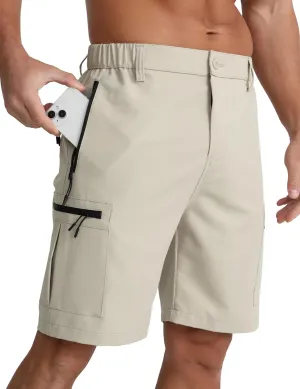 BOJIN Men's Hiking Cargo Shorts with 5 Zipper Pockets Lightweight Quick Dry Casual Wear Golf Fishing Shorts 9 inch Inseam