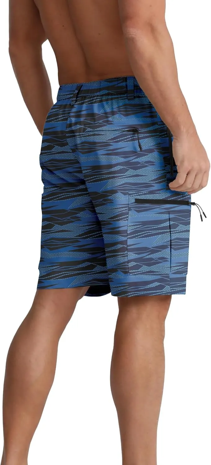 BOJIN Men's Hiking Cargo Shorts with 5 Zipper Pockets Lightweight Quick Dry Casual Wear Golf Fishing Shorts 9 inch Inseam