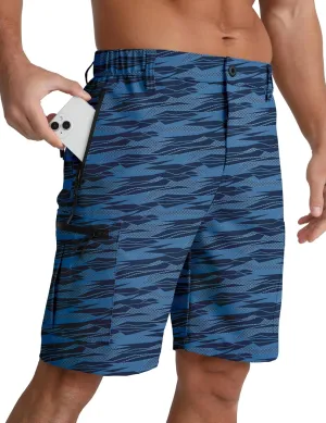 BOJIN Men's Hiking Cargo Shorts with 5 Zipper Pockets Lightweight Quick Dry Casual Wear Golf Fishing Shorts 9 inch Inseam