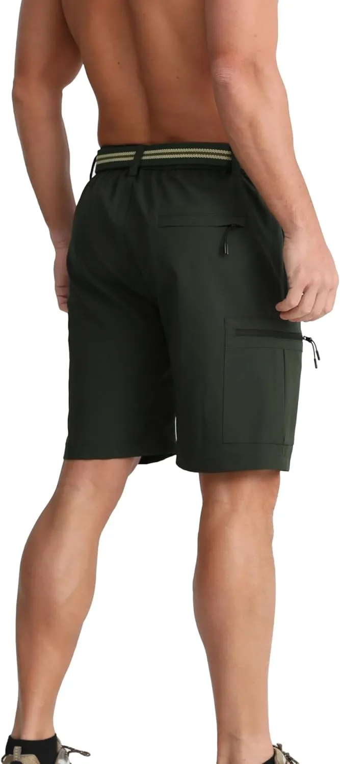 BOJIN Men's Hiking Cargo Shorts with 5 Zipper Pockets Lightweight Quick Dry Casual Wear Golf Fishing Shorts 9 inch Inseam