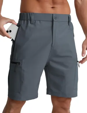 BOJIN Men's Hiking Cargo Shorts with 5 Zipper Pockets Lightweight Quick Dry Casual Wear Golf Fishing Shorts 9 inch Inseam