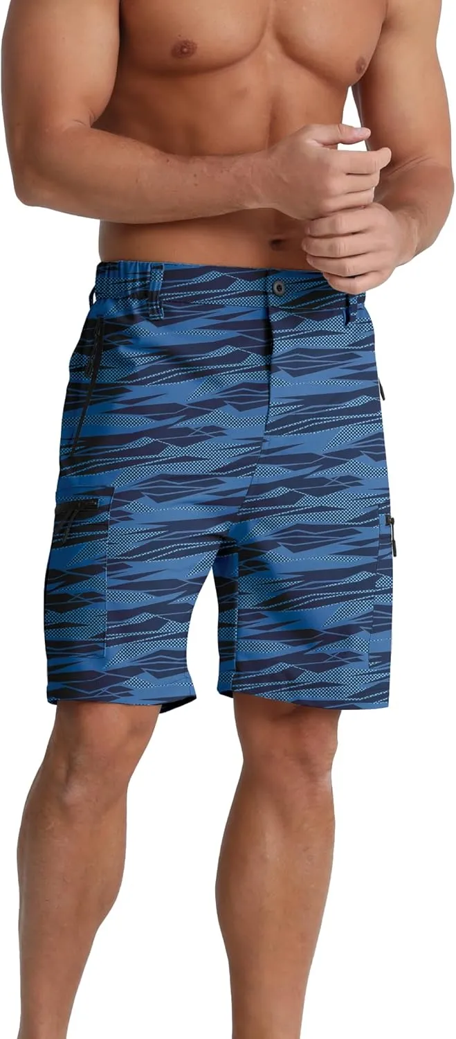BOJIN Men's Hiking Cargo Shorts with 5 Zipper Pockets Lightweight Quick Dry Casual Wear Golf Fishing Shorts 9 inch Inseam