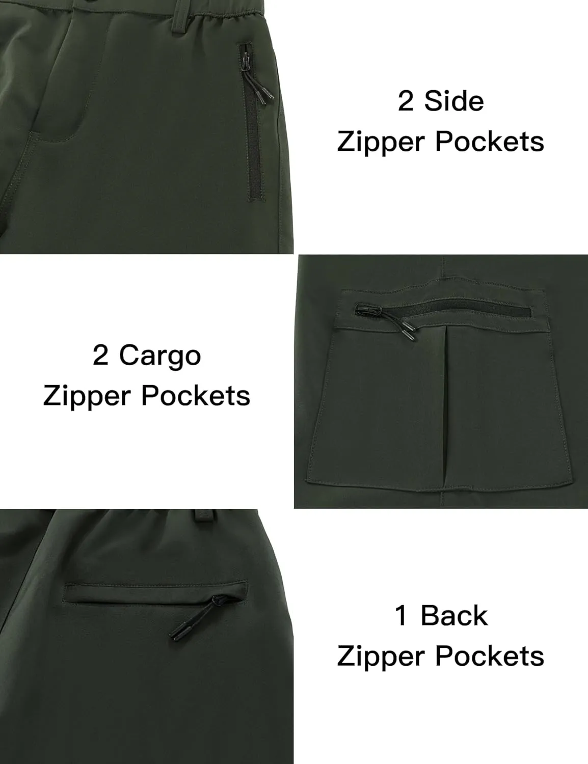 BOJIN Men's Hiking Cargo Shorts with 5 Zipper Pockets Lightweight Quick Dry Casual Wear Golf Fishing Shorts 9 inch Inseam