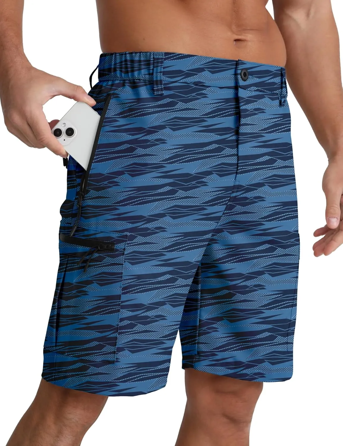 BOJIN Men's Hiking Cargo Shorts with 5 Zipper Pockets Lightweight Quick Dry Casual Wear Golf Fishing Shorts 9 inch Inseam