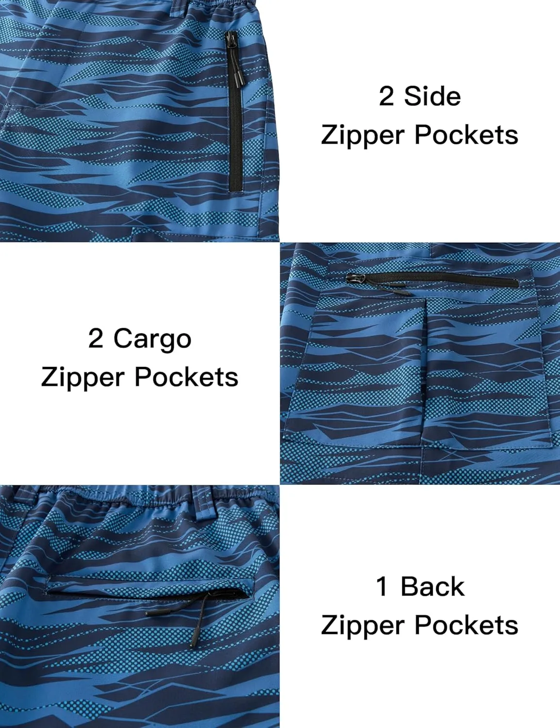 BOJIN Men's Hiking Cargo Shorts with 5 Zipper Pockets Lightweight Quick Dry Casual Wear Golf Fishing Shorts 9 inch Inseam