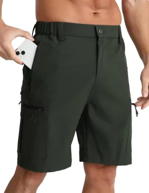 BOJIN Men's Hiking Cargo Shorts with 5 Zipper Pockets Lightweight Quick Dry Casual Wear Golf Fishing Shorts 9 inch Inseam