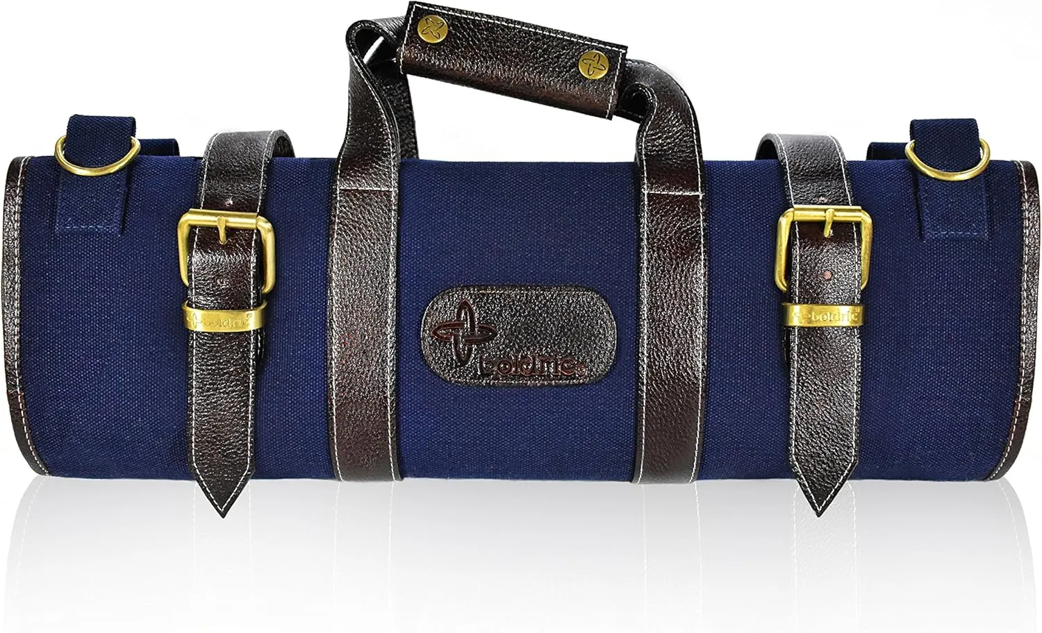 Boldric 17 Pocket Chef Knife Carrier Bag With Shoulder Strap – Professional Canvas Travel Case With Organizer Slots For Knives Pens Pencils & Spoon (Navy)