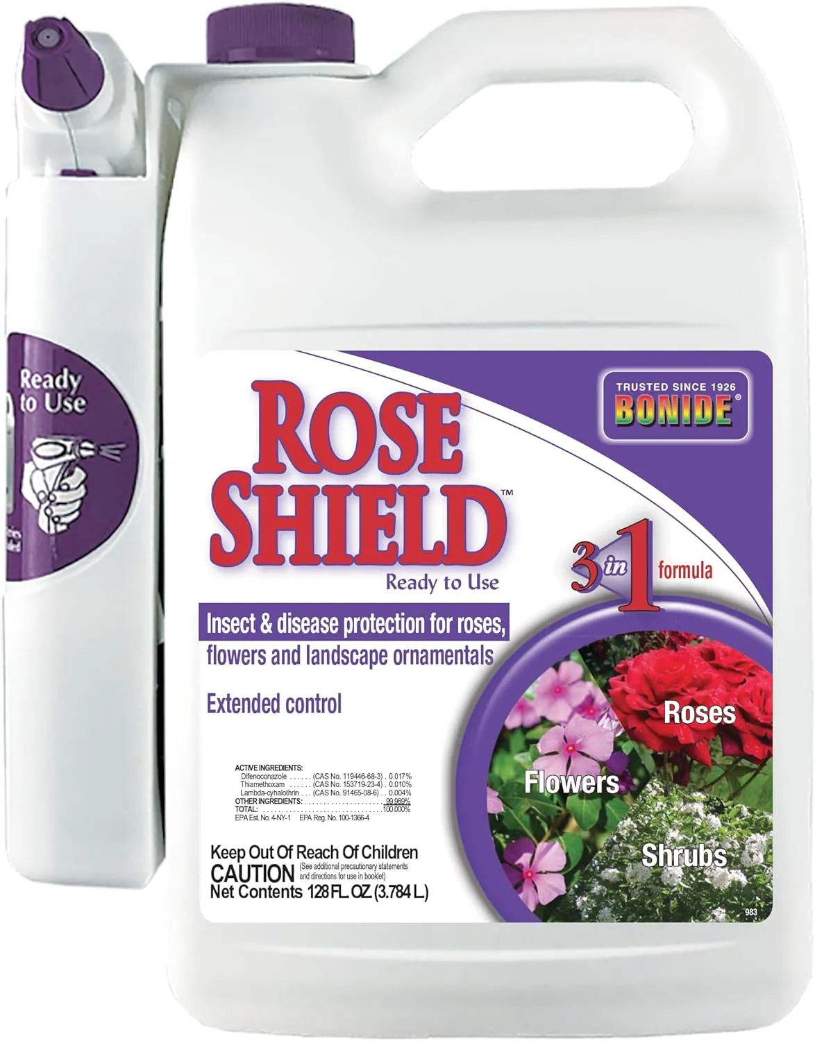 Bonide Rose Shield Spray, 128 oz Ready-to-Use, Insect and Disease Protection for Roses, Flowers and Ornamentals