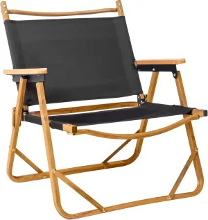 Bonnlo 11.2" Lightweight Folding Camping Chair – Portable Aluminum Frame with Wood Grain Finish,Ultra-Light Under 5lbs, Supports 220 lbs for Outdoor, Camping & Fishing Black