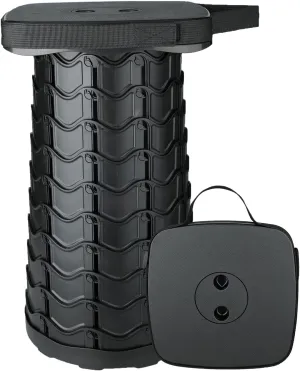 Boreeman Upgraded Collapsible Stool, Square Portable Stool, Lightweight Yet More Sturdy with Load Capacity 400lbs, Perfect for Camping Fishing Hiking BBQ (Square Black)
