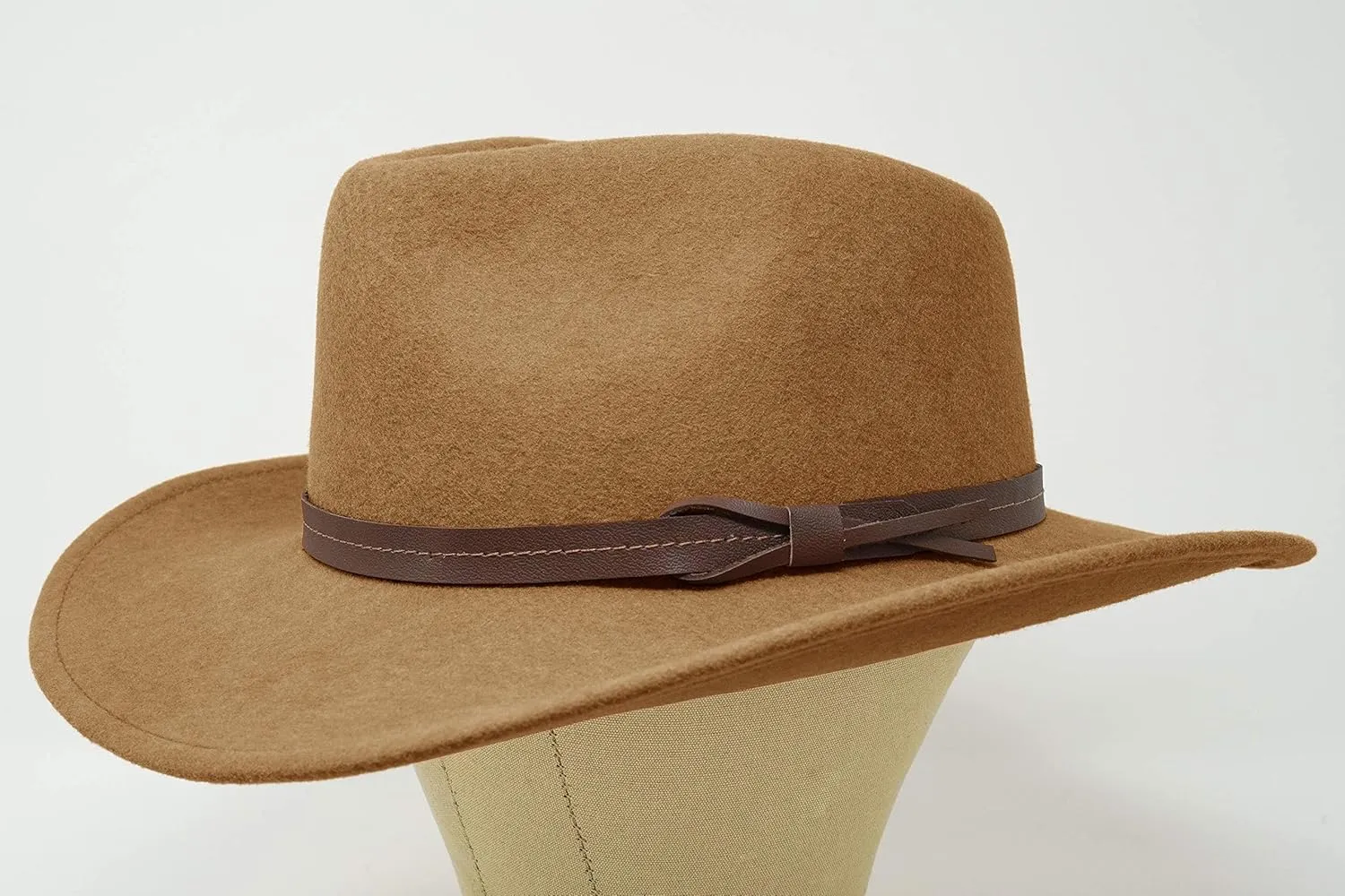 Borges & Scott Hardy - Lightweight Wide Brim Fedora - Leather Band - 100% Wool Felt - Crushable for Travel - Water Resistant