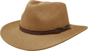 Borges & Scott Hardy - Lightweight Wide Brim Fedora - Leather Band - 100% Wool Felt - Crushable for Travel - Water Resistant