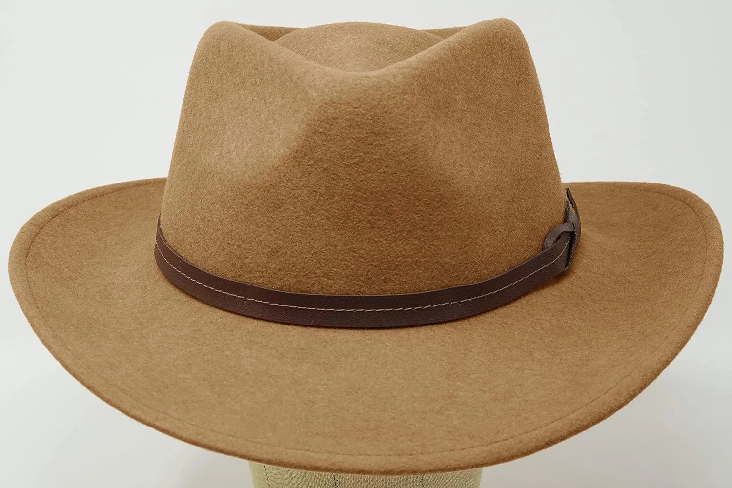 Borges & Scott Hardy - Lightweight Wide Brim Fedora - Leather Band - 100% Wool Felt - Crushable for Travel - Water Resistant