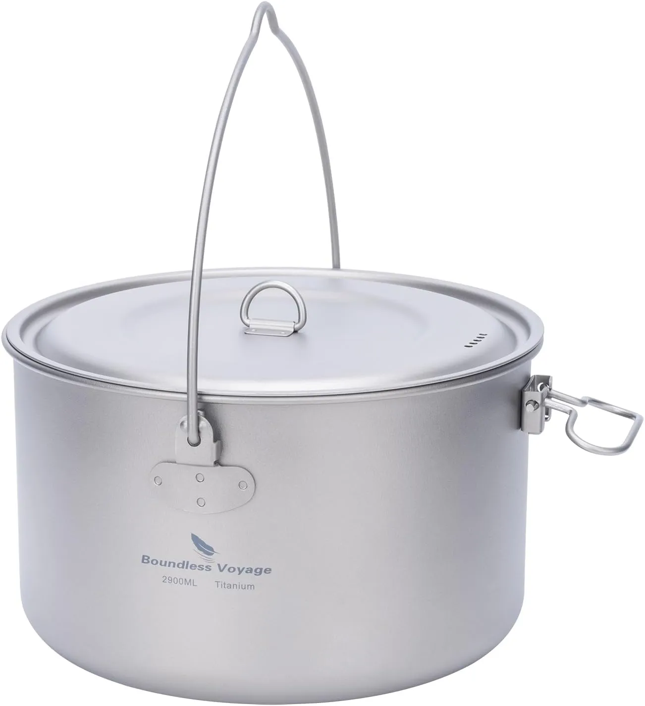 Boundless Voyage Titanium Hanging Pot for Outdoor Camping Backpacking Hiking Ultralight Portable Cooking Pot Camp Kitchen Cookware 1300ML/1950ML/2900ML