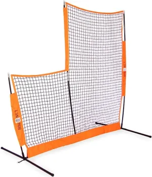 Bownet L-Screen ( 8' x 7') Baseball Softball Pitching Protection Screen - Hitting Batting Practice Gear - Durable Powder-Coated Steel Base - Portable with Carrying Bag - Easy Setup, orange (BowLS-Pro)