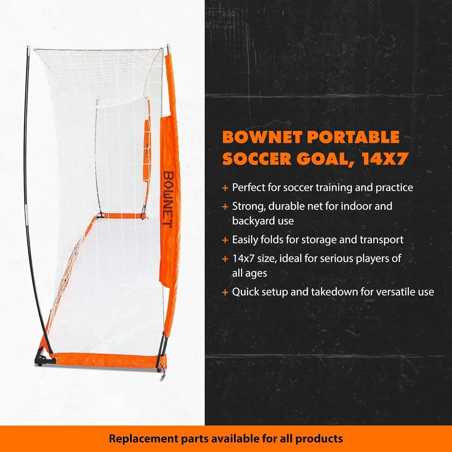 Bownet Regulation Portable Soccer Goal – Folding Pop Up Net for Backyard Training & Games, w/Carry Bag