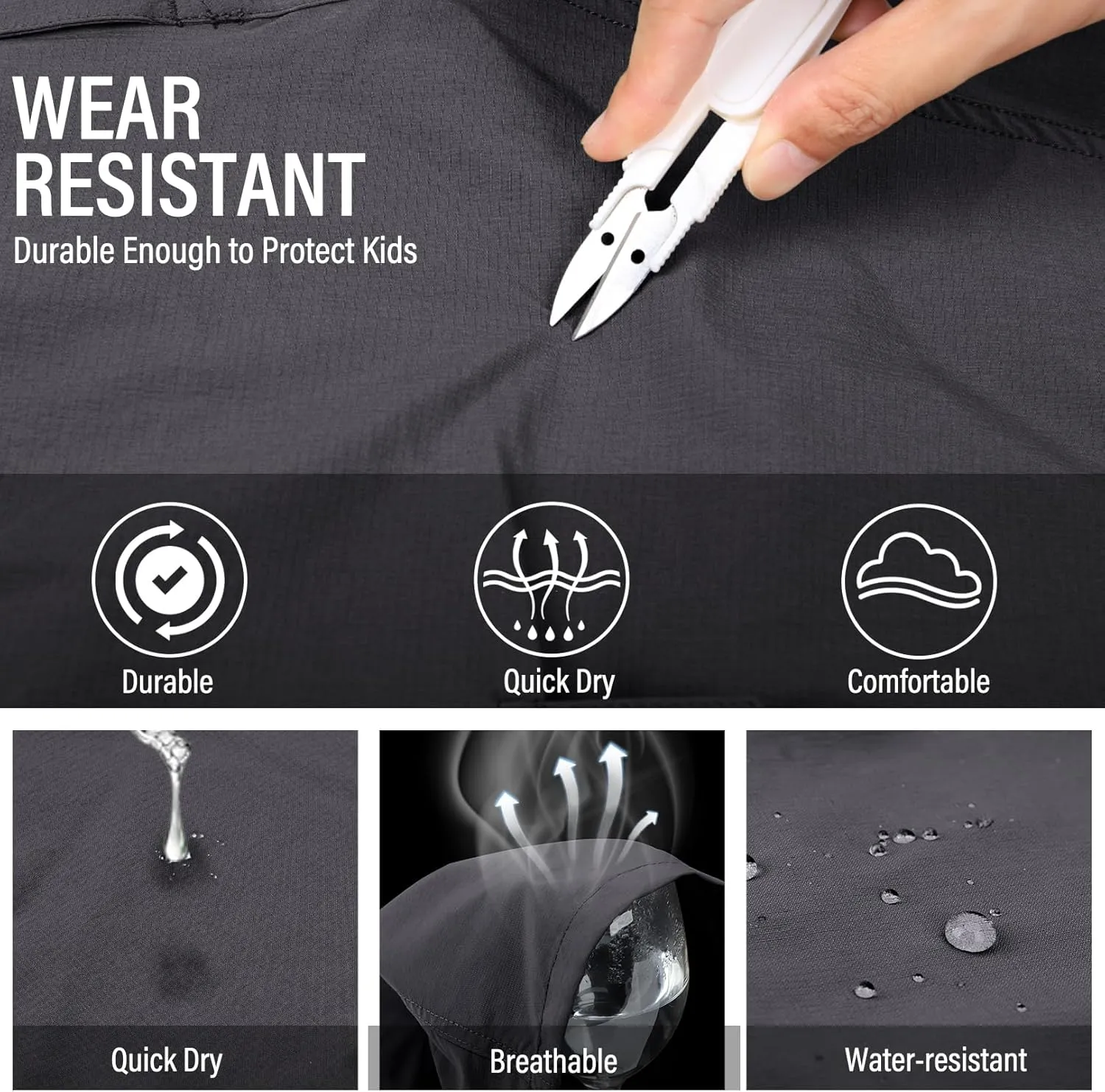 Boys Pants Kids Adjustable Waist Outdoor Quick Dry Lightweight Waterproof Pull On Casual Convertible Cargo Scout Pants