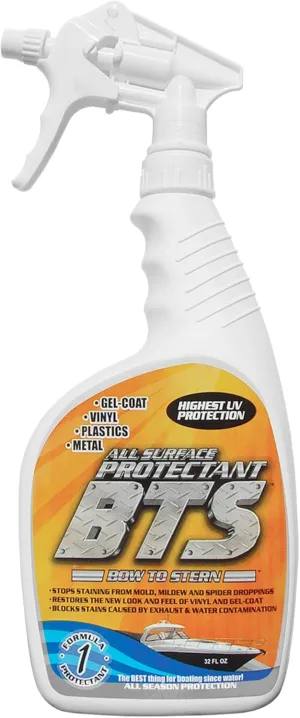 BTS - Bow to Stern | Marine Multi-Surface UV Protection Boat Spray for Vinyl, Gel-Coat, Leather, Plastic and Rubber | Water Repellent Surface Reduces Oxidation Process