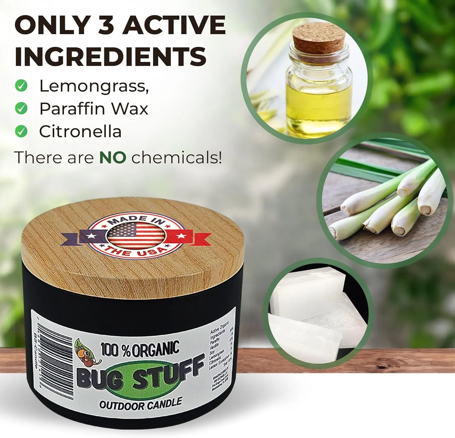 Bug Stuff All-Natural Outdoor Citronella Candle, 100% Organic Bug Candle with Fresh Citrus Scent, Perfect for Outdoor Patio & Camping Accessories, Keeps All Insects Away, Made in The USA (2)