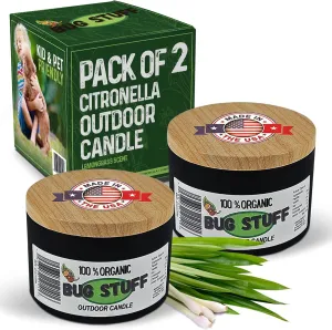 Bug Stuff All-Natural Outdoor Citronella Candle, 100% Organic Bug Candle with Fresh Citrus Scent, Perfect for Outdoor Patio & Camping Accessories, Keeps All Insects Away, Made in The USA (2)