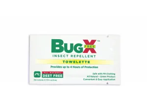BugX DEET FREE Insect Repellent Wipes, 300 Per Box