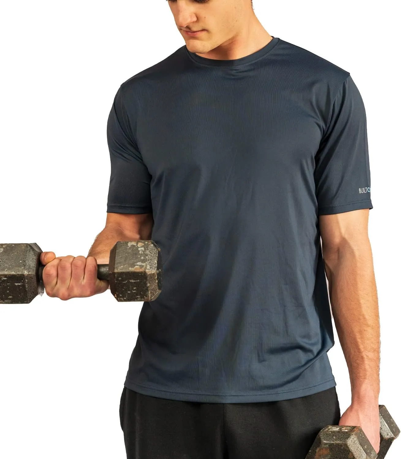 BUILTCOOL Men’s Crew Neck Shirt – Quick Dry Shirts for Men, Instant Cooling Moisture Wicking, UPF 50 Sun Protection