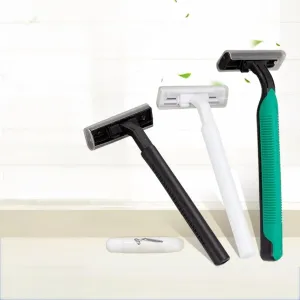 Bulk hotel and travel disposable razors - eco-friendly manual razors, hotel bathroom guest supplies, travel shaving kits, wholesale beauty products with shaving cream (Stone paper packaging)