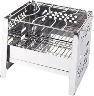 Burning Folding Barbecue Grill Portable Camping Stove Windscreen Stainless Steel Outdoor Cooking Gear