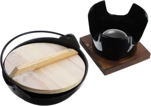 Cabilock 1 Set Pot Camping Cookware Camping Stove Cooking Dishes Charcoal Utensils Grate Outdoor for Portable Stove Camping Foldable Enamel Cooker Outdoor Stove Camp Cookware Iron Black