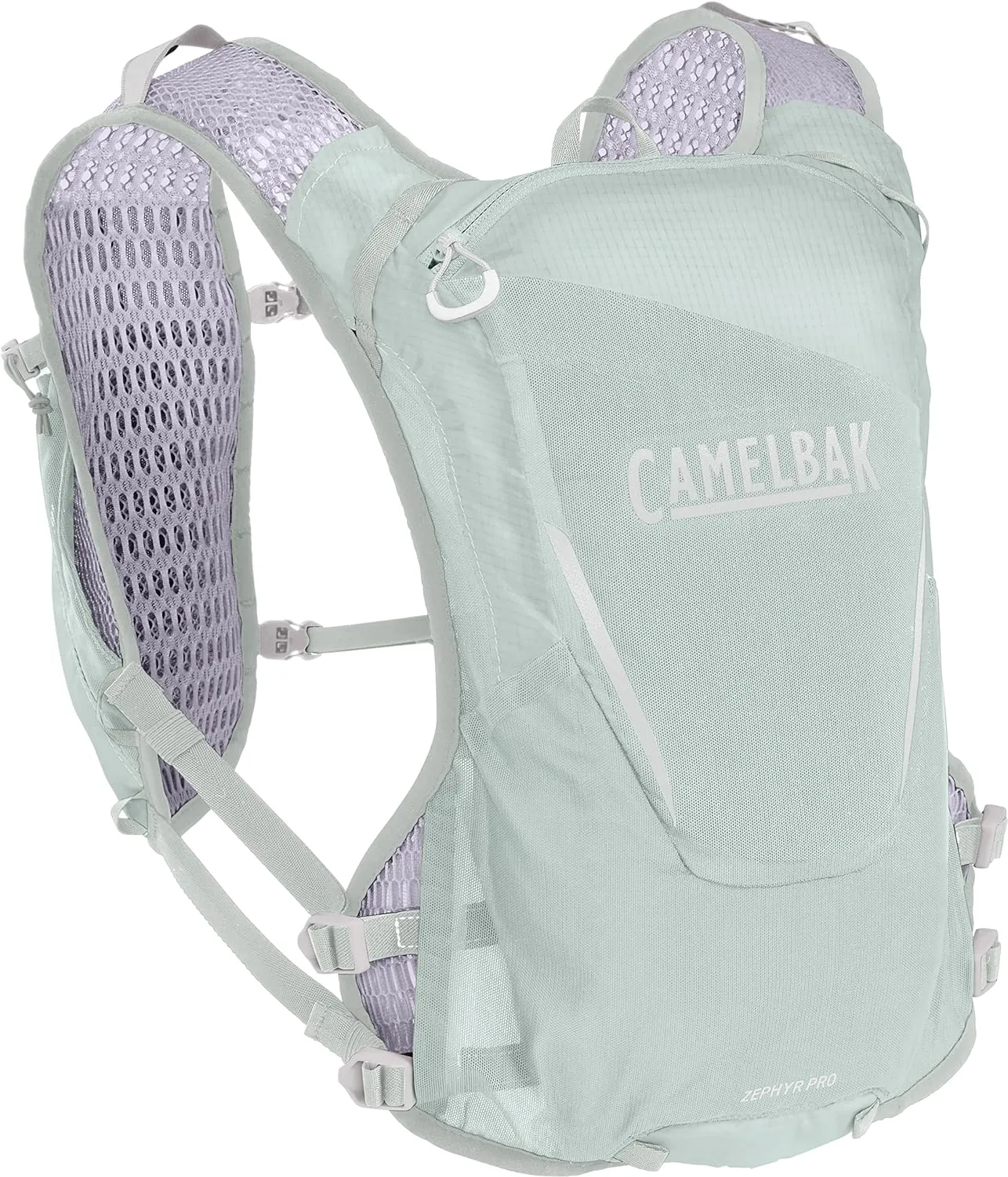 CamelBak Women’s Zephyr Pro Running Hydration Vest 34oz – Body Mapping Technology, Sky Grey/Lavender Blue