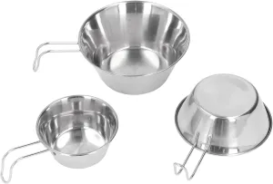Camping Bowl Set, 3 PCS Stainless Bowls Stainless Steel Bowl Set Stainless Steel Round Dinnerware Portable BBQ Folding Mug Bowls Camping Dish Mountaineering Picnic Cookware