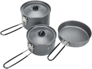Camping Cookware Camping Cookware Mess Kit Aluminum Lightweight Folding Camping Pots and Pans Set for 1/2/3/ Person Outdoor Camping Cookware (Color : Black, Size : 2-3 People) (Black 2)