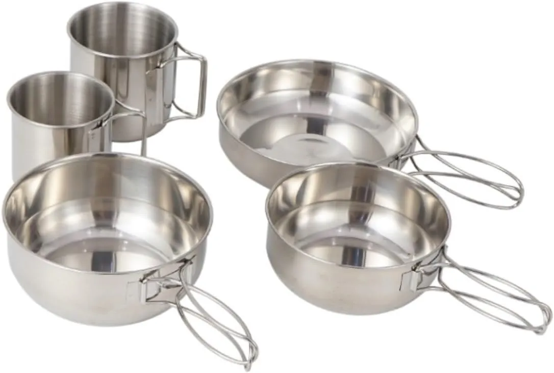 Camping Cookware, Outdoor 304 Stainless Steel Mountaineering Portable Pot Set Camping Picnic Tableware Cooker Portable Stove