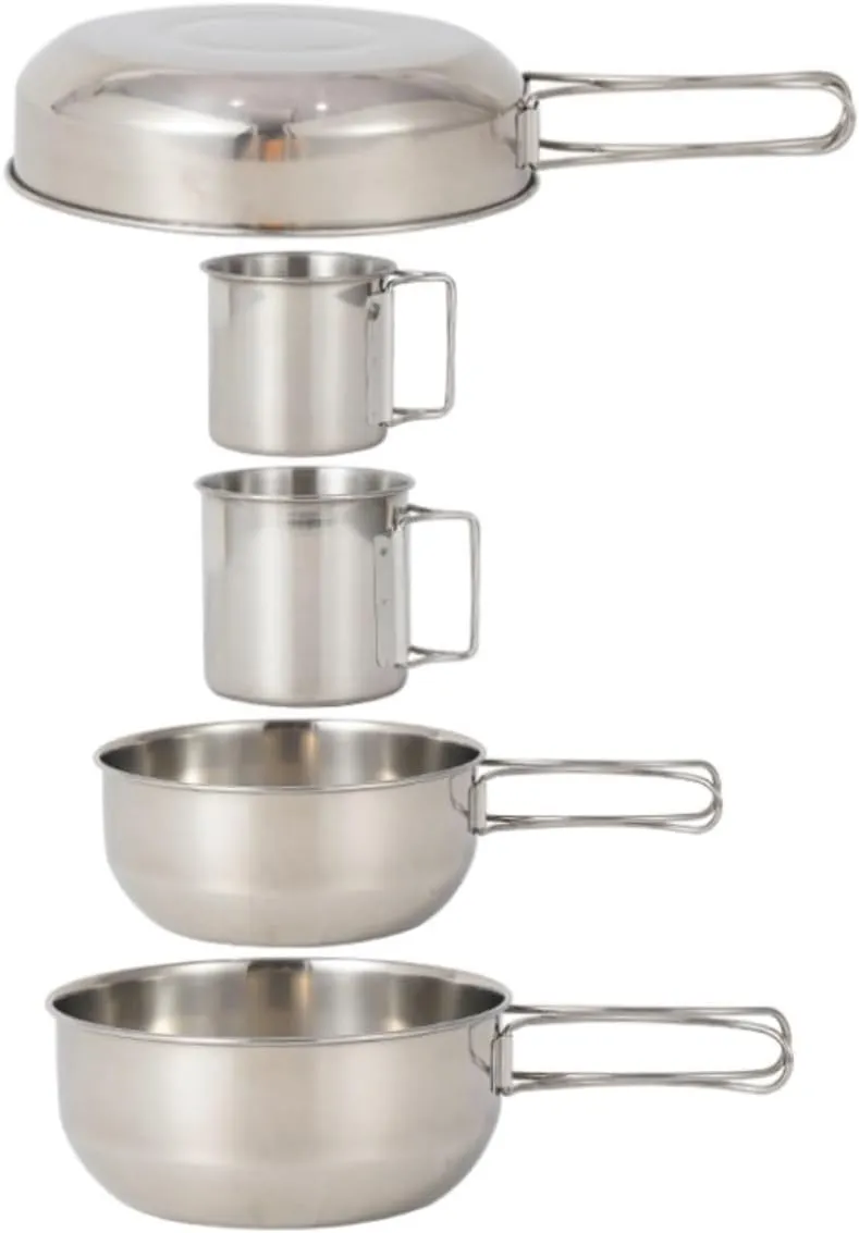 Camping Cookware, Outdoor 304 Stainless Steel Mountaineering Portable Pot Set Camping Picnic Tableware Cooker Portable Stove
