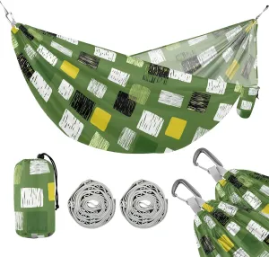 Camping Hammock Outdoor Hammocks for Outside Abstract Graphic Green Beach Trees Portable Lightweight with Pockets Tree Straps Indoor