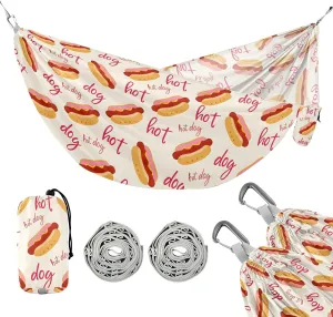 Camping Hammock Outdoor Hammocks for Outside Hot Dog Cute Cartoon Beach Trees Portable Lightweight with Pockets Tree Straps Indoor