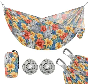 Camping Hammock Outdoor Hammocks for Outside Rabbit Colorful Flower Beach Trees Portable Lightweight with Pockets Tree Straps Indoor