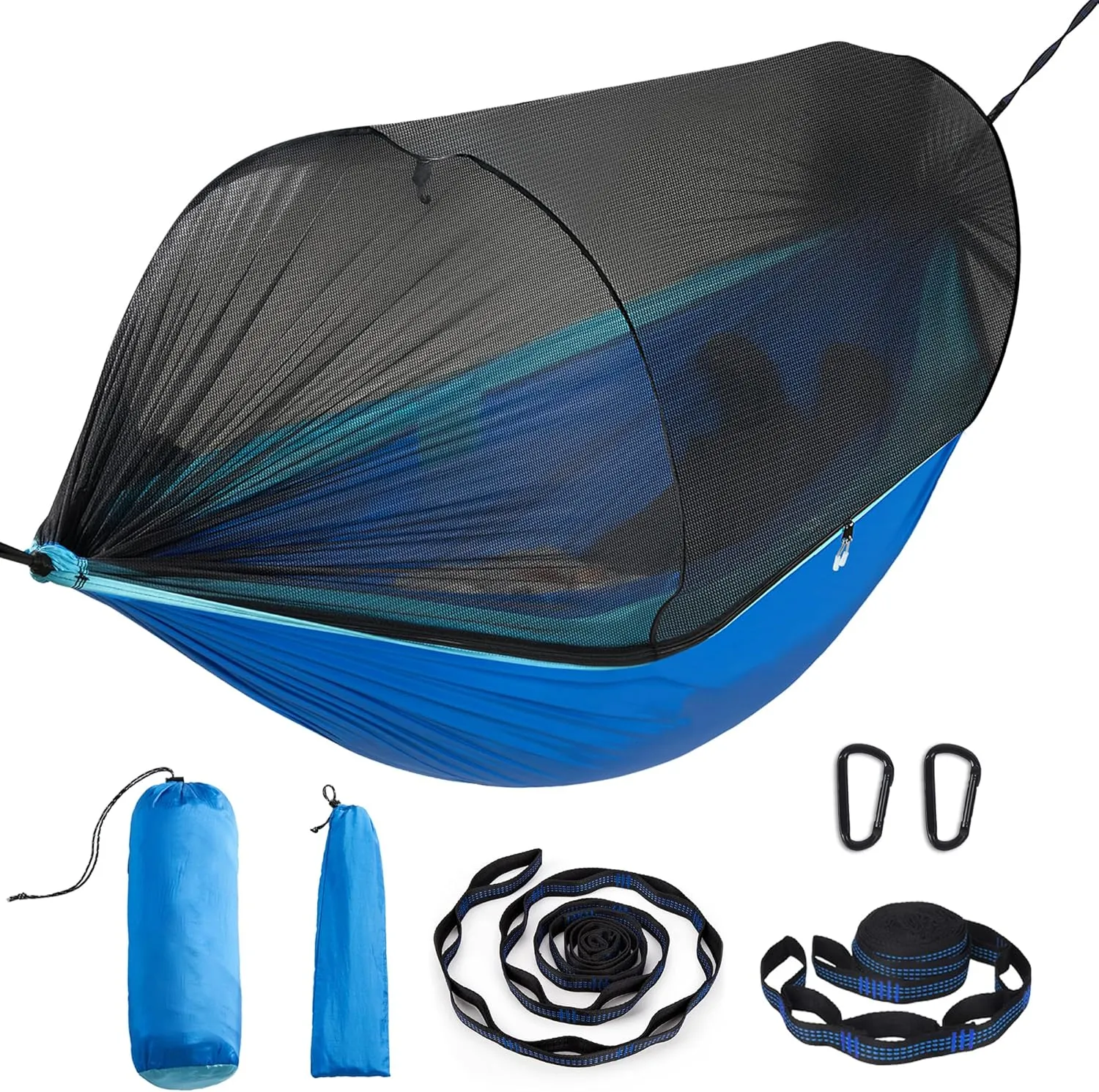 Camping Hammock with Mosquito Net – Lightweight & Portable Double/Single Hammock with House-Like Net, Easy Setup for Hiking, Backpacking, and Outdoor Sleeping