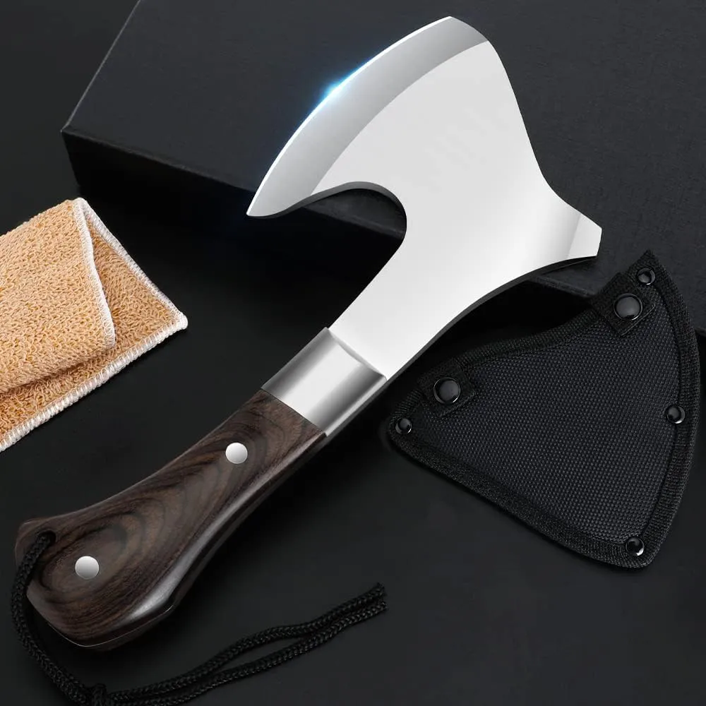 Camping Hatchet Camping Axe Forged High Carbon Steel for Meat Cleaver Axe Outdoor Splitting Wood Great for Axe Throwing, Camping, Survival, Outdoors and Chopping (718)