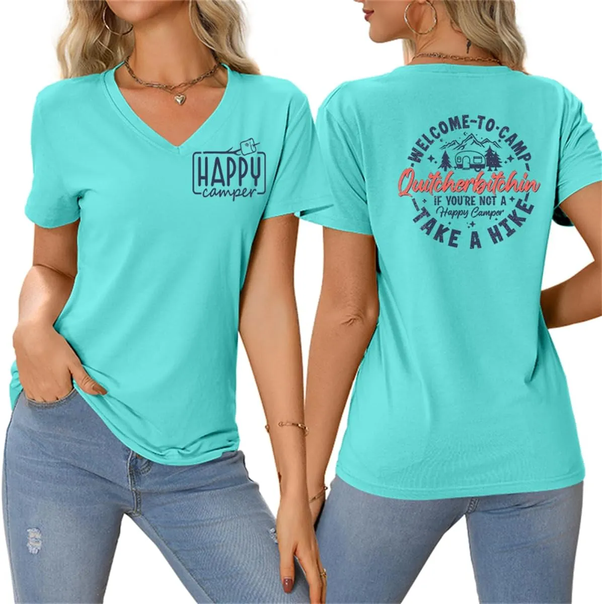 Camping Shirt Women Welcome to Camp Quitcherbitchin Graphic T Shirt Funny Camper Tshirt Hiking Adventure T-Shirt Tops