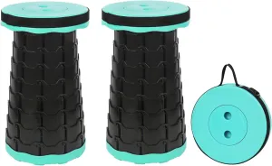 Camping Stool 2 Pack Collapsible Retractable Foldable Chair Outdoor Green 2 Pack