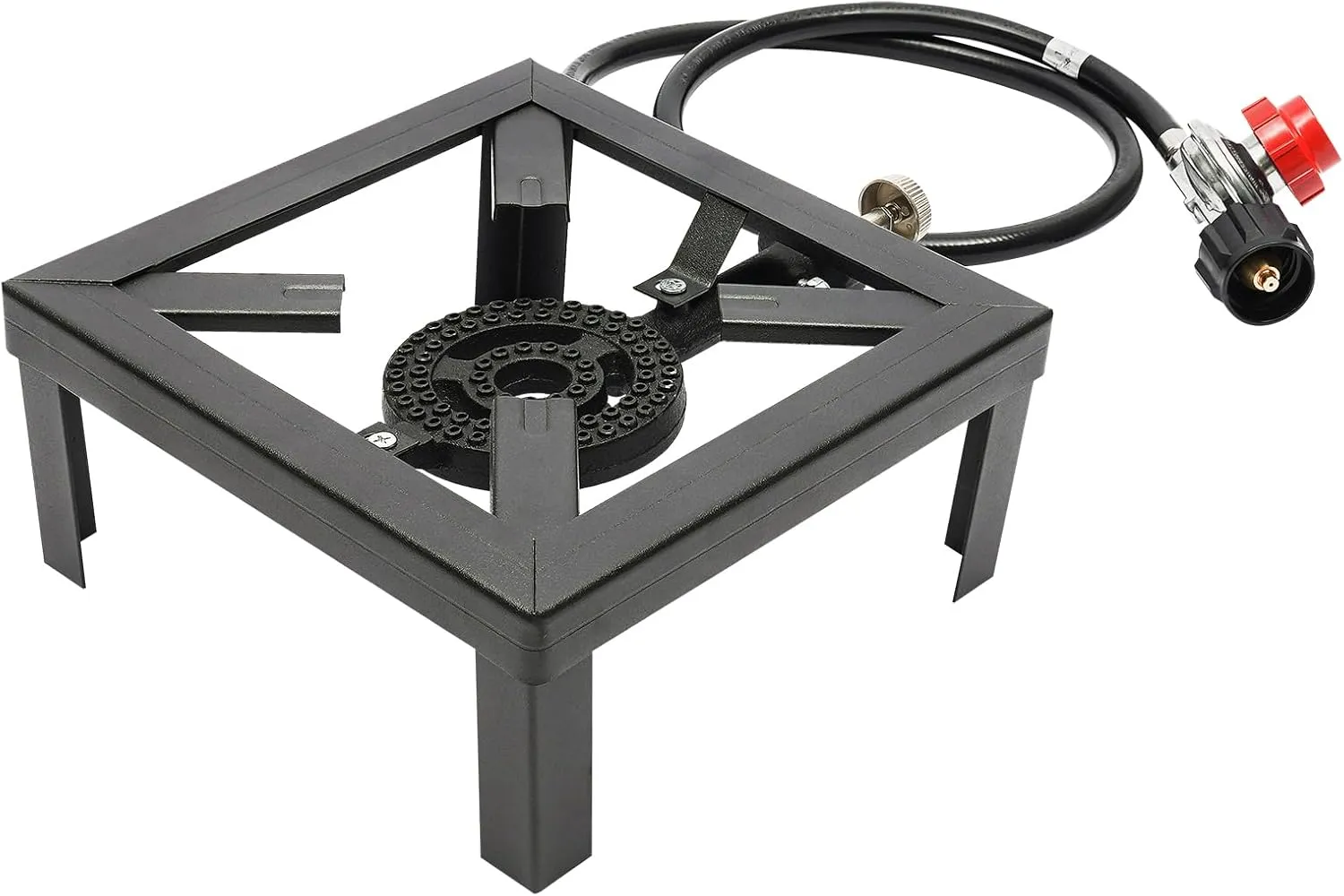 Camping Stove, Portable Outdoor Gas Stove Propane Cooker with Adjustable 0-10Psi Regulator Hose for Patio Camping, BBQ, Home Brewing, Turkey Fry, Maple Syrup Prep (Single Burner)