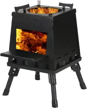 Camping Stove，Stove Bonfire with Stand Portable for Wood Burning，Low Smoke，Folding Legs，Height Adjustable，with Carry Bag，for Backpacking, Hiking, Outdoor Campire Picnic BBQ Cooking
