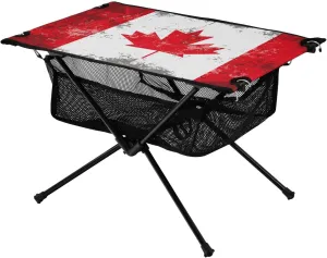 Camping Table Lightweight Portable Folding Table with Mesh Storage Net Canada Grunge Flag Maple Leaf Ideal for Camping Hiking Beach Picnic Travel Backyard