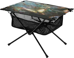Camping Table Lightweight Portable Folding Table with Mesh Storage Net Fluorescence Butterfly Flower Ideal for Camping Hiking Beach Picnic Travel Backyard