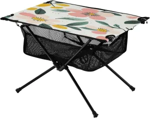 Camping Table Lightweight Portable Folding Table with Mesh Storage Net Poppy Flower Pink Ideal for Camping Hiking Beach Picnic Travel Backyard