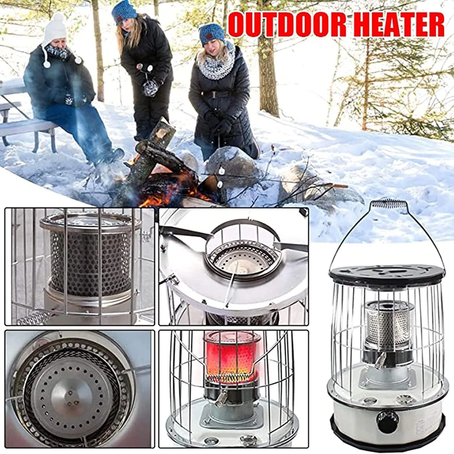 Camping Tent Stove, Large Tent Wood Burning Stove with 6 Flues, Outdoor Wood Burning Stove for Camping, Hiking, Traveling, Picnic